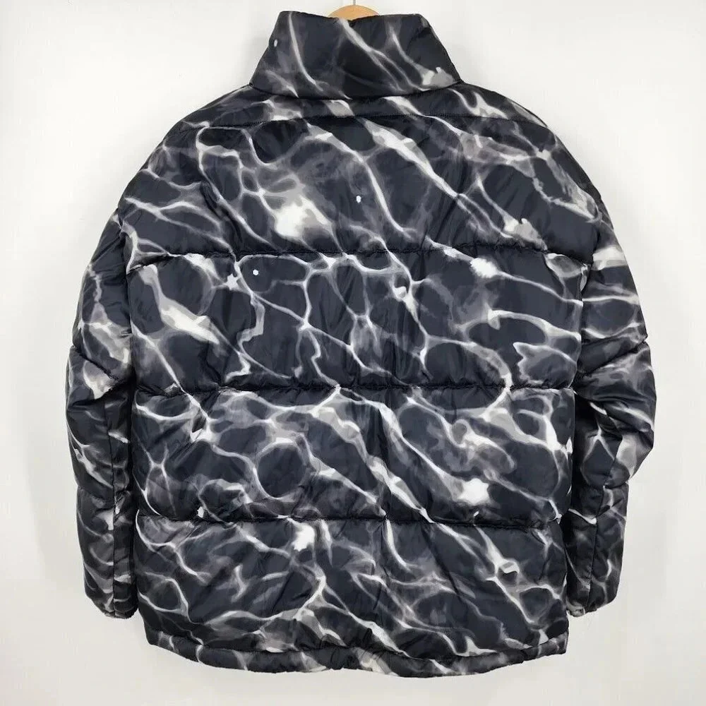 BP Nordstrom Black White Pool Ripple Puffer Warm Oversized Jacket Size XS‎ NWT